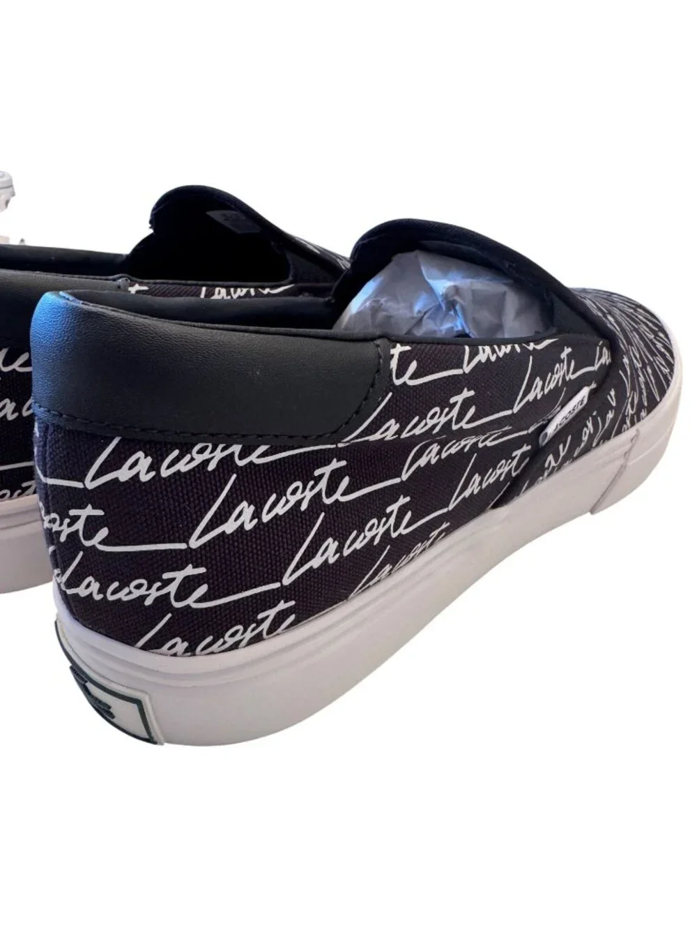 Lacoste Jump Serve Size 11.5 Canvus Slip On Black White NWB